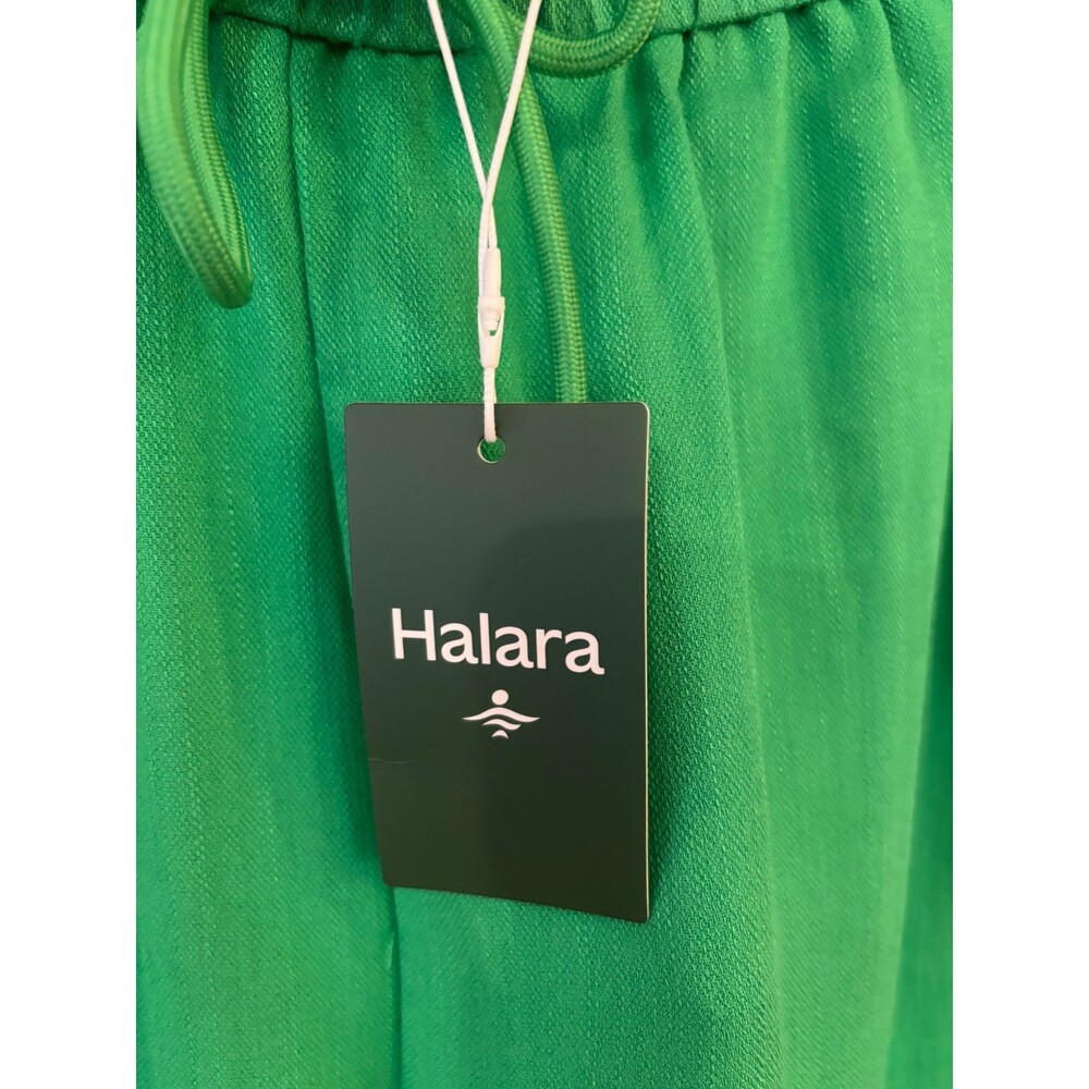 Halara Wide Leg Palazzo Pants L Tall Kelly Green Drawstring NWT "Linen-Feel" - Picture 4 of 11